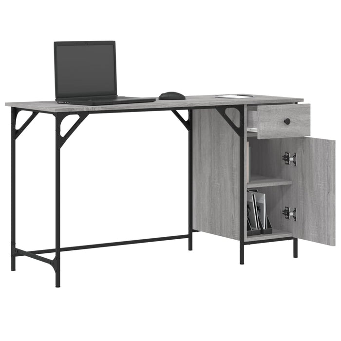 Birou de computer, sonoma gri, 131x48x75 cm, lemn prelucrat - WALTI WALTI