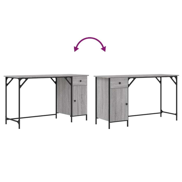 Birou de computer, sonoma gri, 131x48x75 cm, lemn prelucrat - WALTI WALTI
