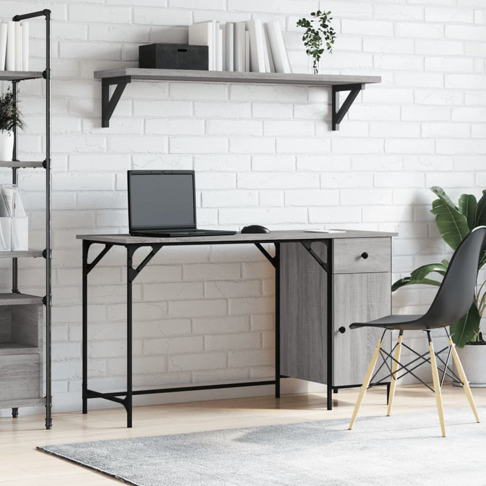 Birou de computer, sonoma gri, 131x48x75 cm, lemn prelucrat - WALTI WALTI