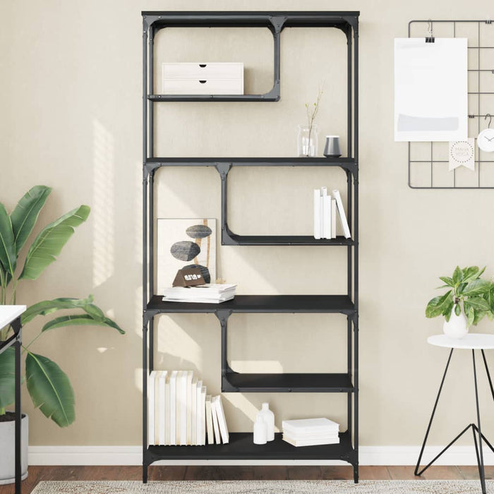 Bibliotecă, negru, 81x36x176 cm, lemn compozit WALTI