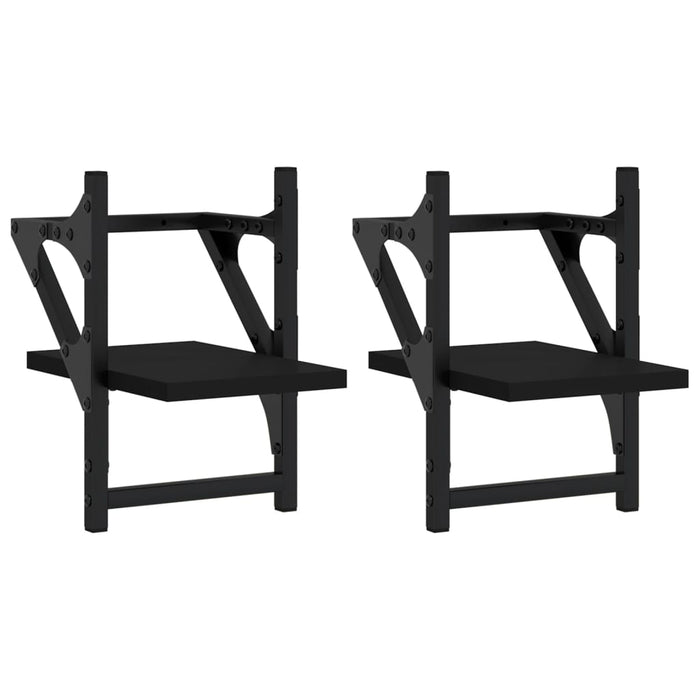 Rafturi de perete cu bare, 2 buc, negru, 20x25x30 cm - WALTI WALTI