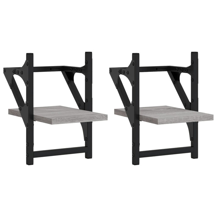 Rafturi de perete cu bare, 2 buc., gri sonoma, 20x25x30 cm - WALTI WALTI