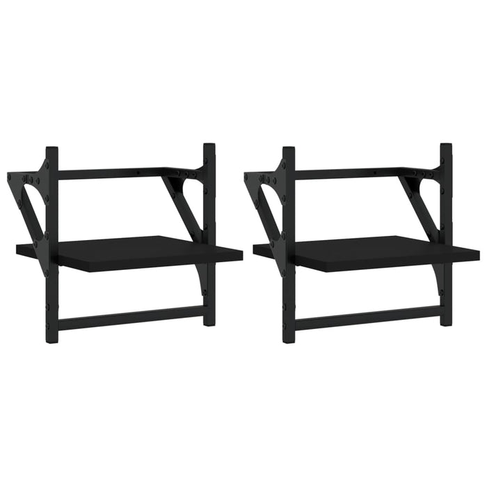 Rafturi de perete cu bare, 2 buc, negru, 30x25x30 cm - WALTI WALTI