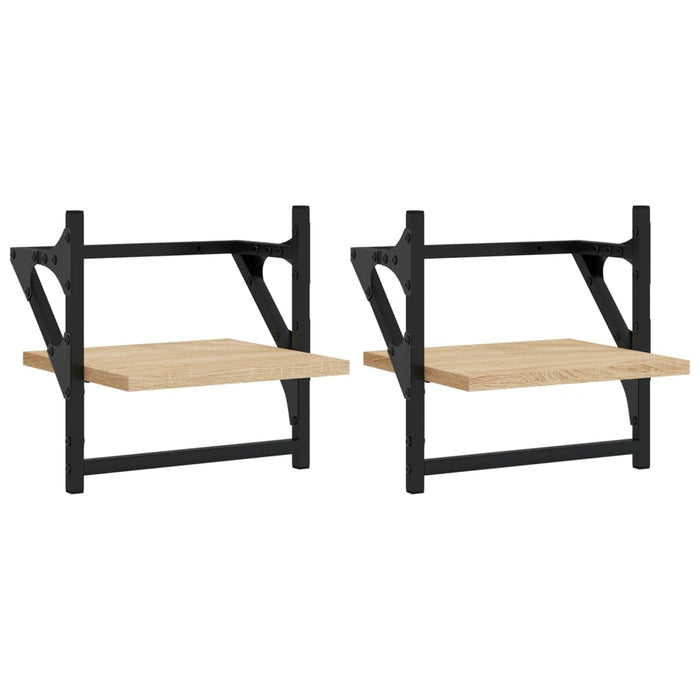 Rafturi de perete cu bare, 2 buc, stejar sonoma, 30x25x30 cm WALTI