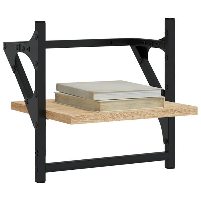 Rafturi de perete cu bare, 2 buc, stejar sonoma, 30x25x30 cm WALTI