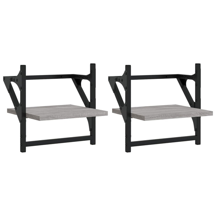 Rafturi de perete cu bare, 2 buc., gri sonoma, 30x25x30 cm - WALTI WALTI