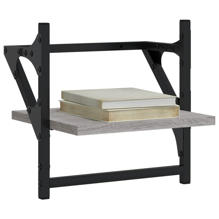 Rafturi de perete cu bare, 2 buc., gri sonoma, 30x25x30 cm - WALTI WALTI