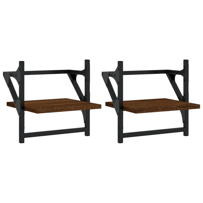 Rafturi de perete cu bare, 2 buc., stejar maro, 30x25x30 cm WALTI