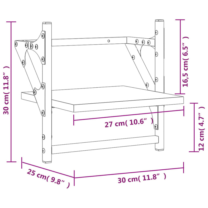 Rafturi de perete cu bare, 2 buc., stejar maro, 30x25x30 cm WALTI