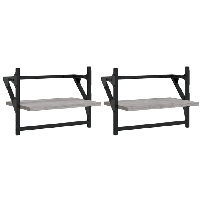 Rafturi de perete cu bare, 2 buc., gri sonoma, 40x25x30 cm - WALTI WALTI