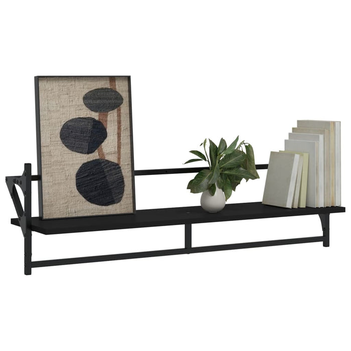 Rafturi de perete cu bare, 2 buc, negru, 100x25x30 cm WALTI