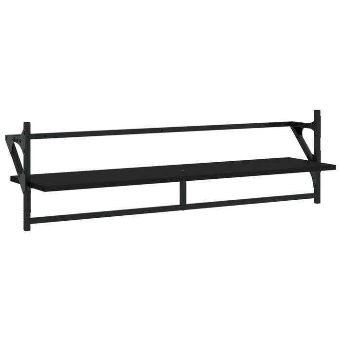 Rafturi de perete cu bare, 2 buc, negru, 100x25x30 cm WALTI