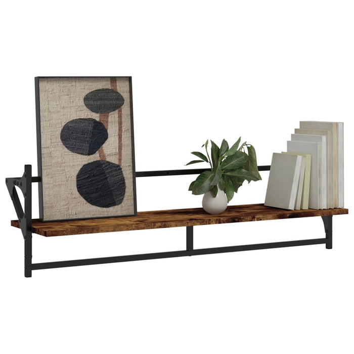 Rafturi de perete cu bare, 2 buc., stejar fumuriu, 100x25x30 cm WALTI