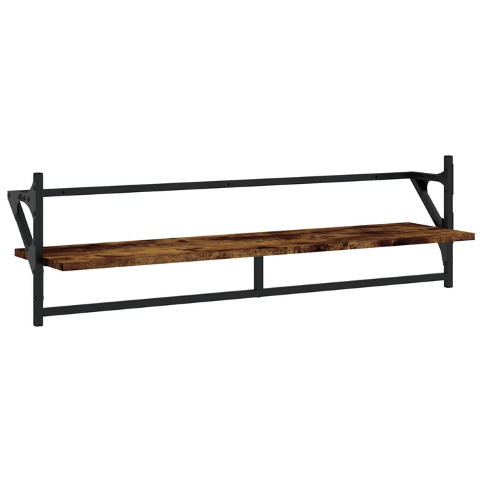 Rafturi de perete cu bare, 2 buc., stejar fumuriu, 100x25x30 cm WALTI
