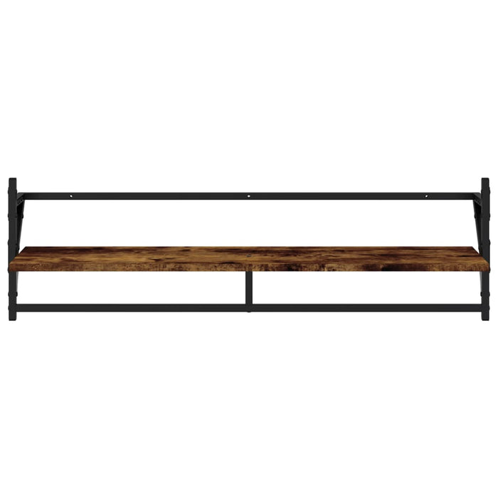 Rafturi de perete cu bare, 2 buc., stejar fumuriu, 100x25x30 cm WALTI