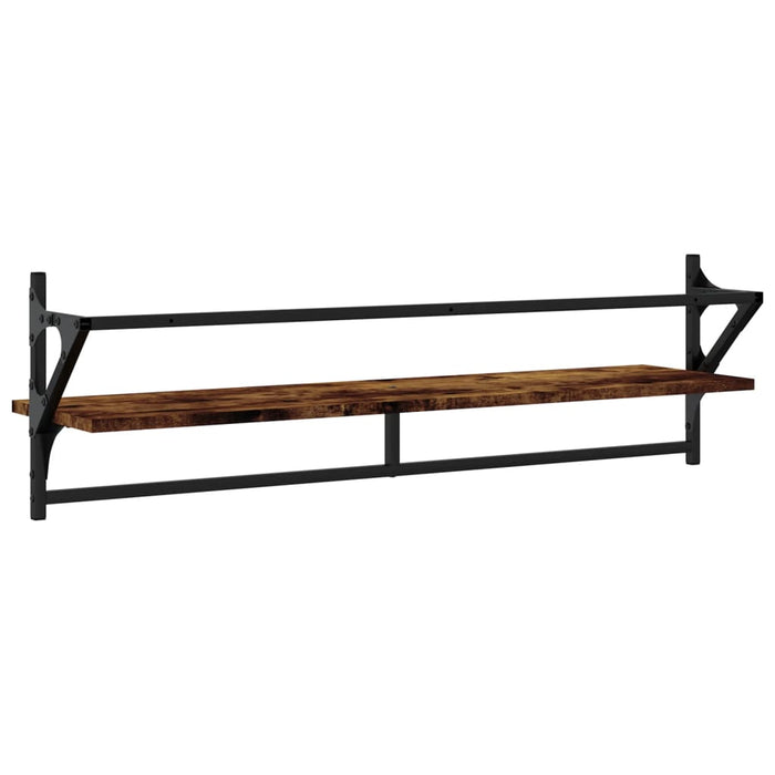 Rafturi de perete cu bare, 2 buc., stejar fumuriu, 100x25x30 cm WALTI