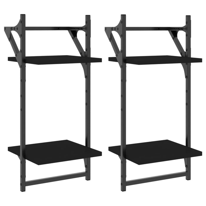 Rafturi perete cu 2 niveluri/bare 2 buc negru 30x25x65 cm - WALTI WALTI