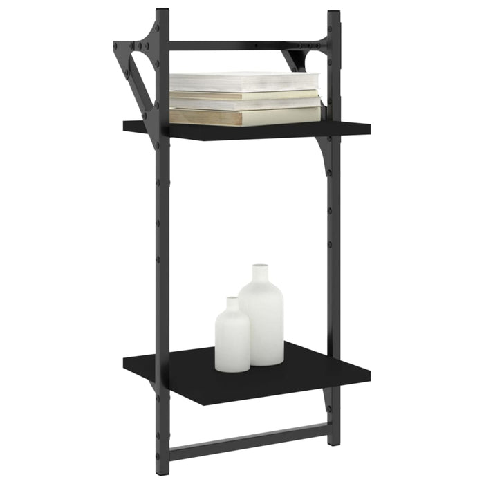 Rafturi perete cu 2 niveluri/bare 2 buc negru 30x25x65 cm - WALTI WALTI