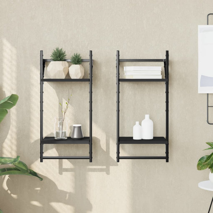 Rafturi perete cu 2 niveluri/bare 2 buc negru 30x25x65 cm - WALTI WALTI