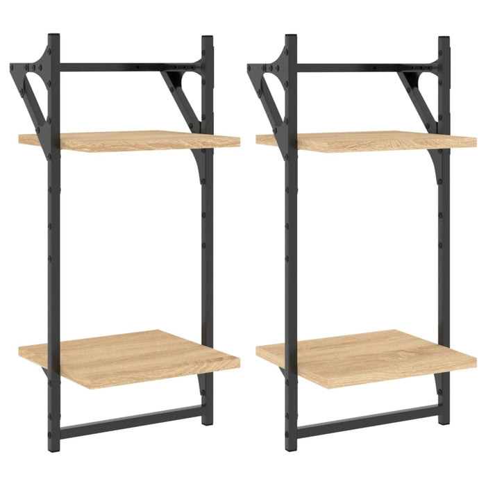 Rafturi perete cu 2 niveluri/bare 2 buc stejar sonoma30x25x65cm WALTI