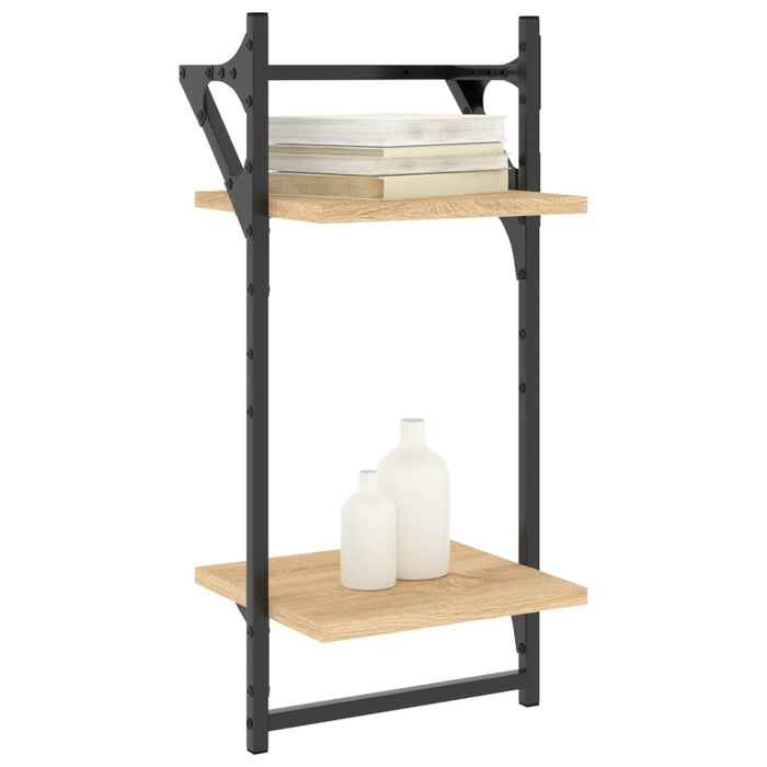 Rafturi perete cu 2 niveluri/bare 2 buc stejar sonoma30x25x65cm WALTI