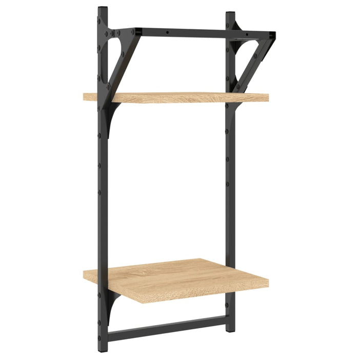 Rafturi perete cu 2 niveluri/bare 2 buc stejar sonoma30x25x65cm WALTI