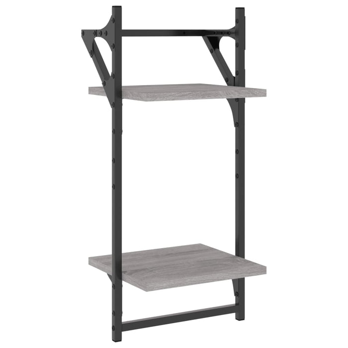 Rafturi perete 2 niveluri cu bare 2 buc. gri sonoma 30x25x65 cm - WALTI WALTI