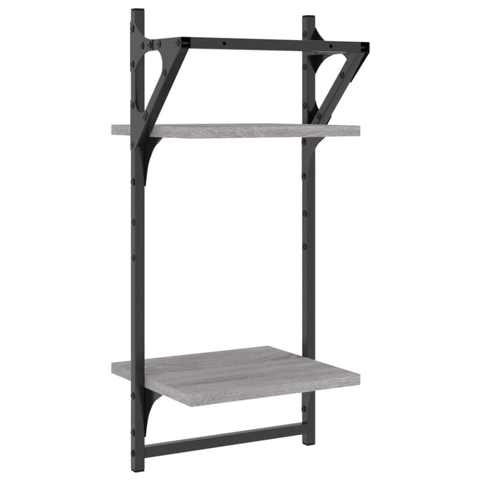 Rafturi perete 2 niveluri cu bare 2 buc. gri sonoma 30x25x65 cm - WALTI WALTI