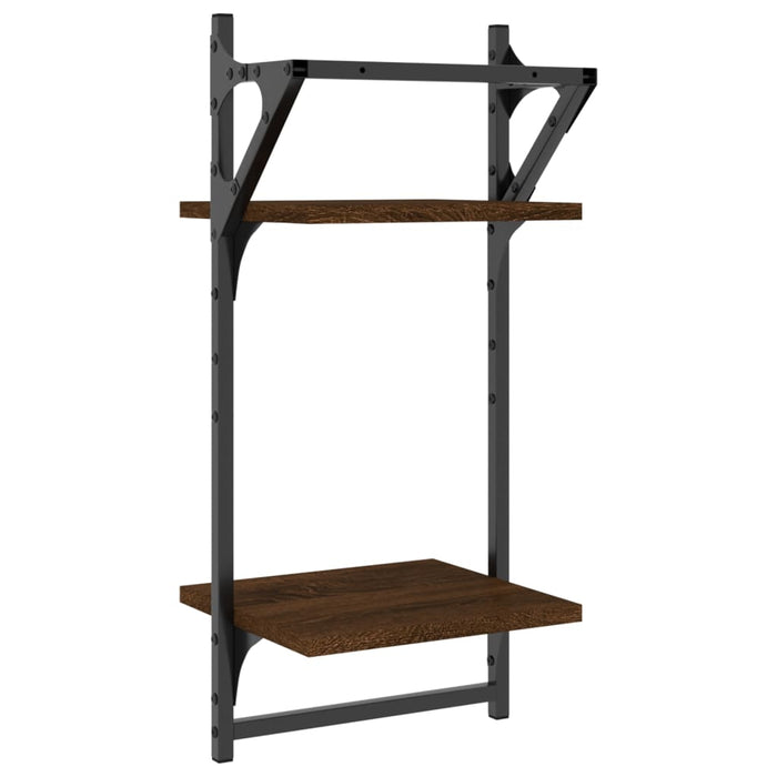 Rafturi perete cu 2 niveluri/bare 2 buc stejar maro 30x25x65 cm - WALTI WALTI