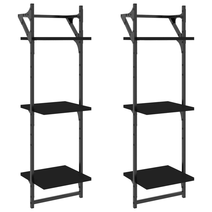Rafturi perete 3 niveluri/bare 2 buc negru 30x25x100cm - WALTI WALTI