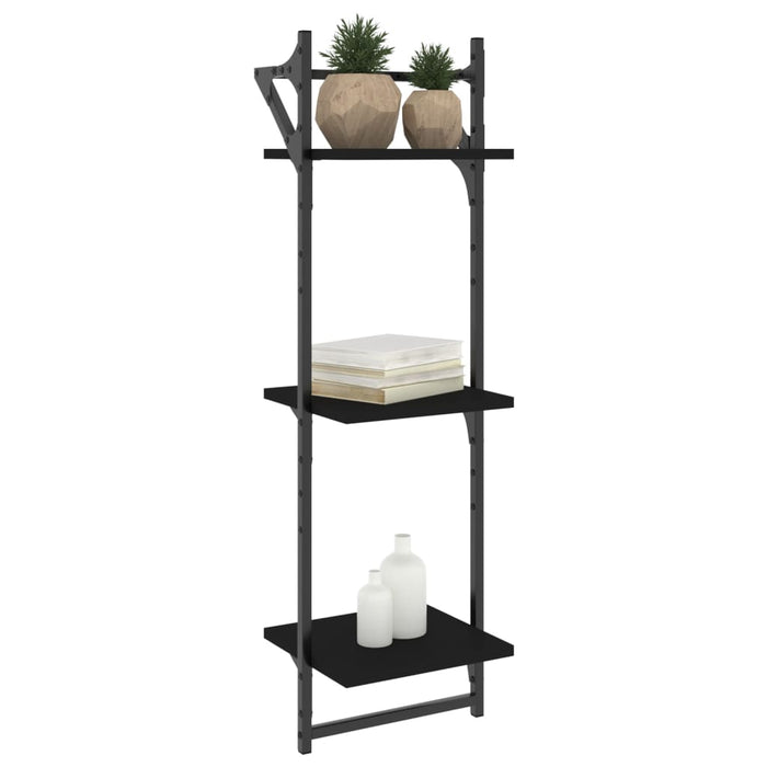 Rafturi perete 3 niveluri/bare 2 buc negru 30x25x100cm - WALTI WALTI