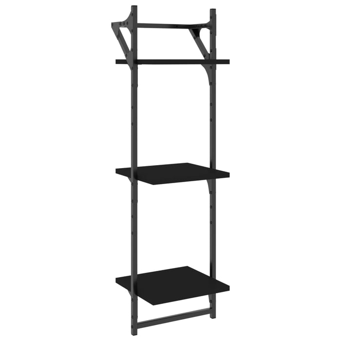 Rafturi perete 3 niveluri/bare 2 buc negru 30x25x100cm - WALTI WALTI