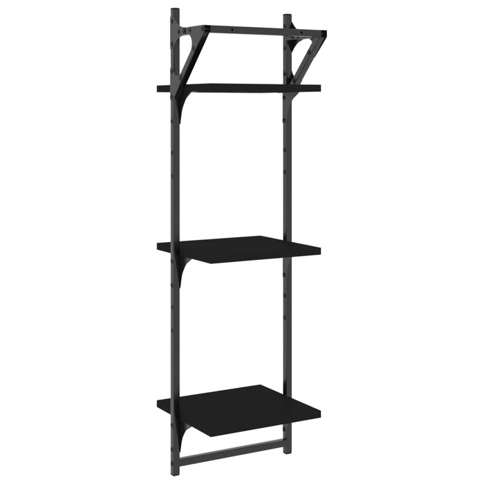 Rafturi perete 3 niveluri/bare 2 buc negru 30x25x100cm - WALTI WALTI