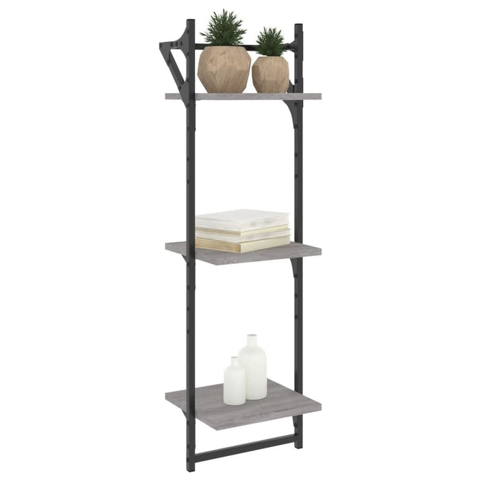 Rafturi perete 3 niveluri cu bare 2 buc. gri sonoma 30x25x100cm - WALTI WALTI