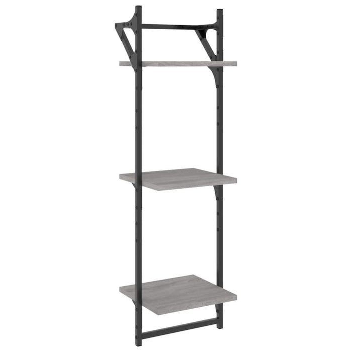 Rafturi perete 3 niveluri cu bare 2 buc. gri sonoma 30x25x100cm - WALTI WALTI