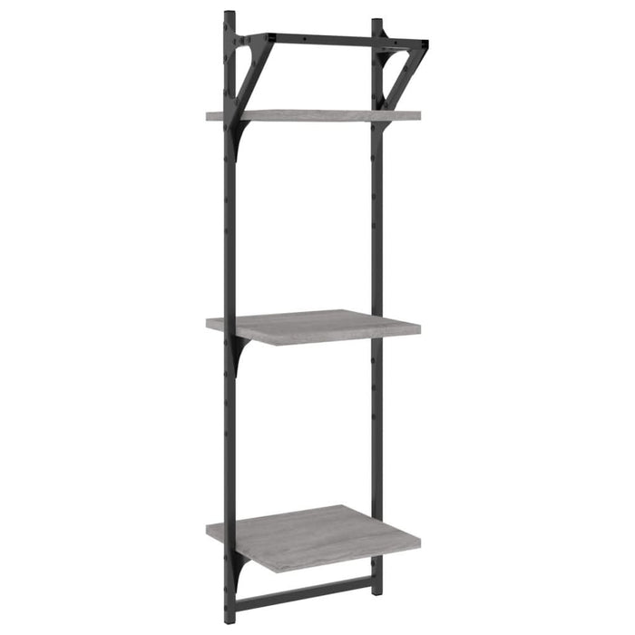 Rafturi perete 3 niveluri cu bare 2 buc. gri sonoma 30x25x100cm - WALTI WALTI