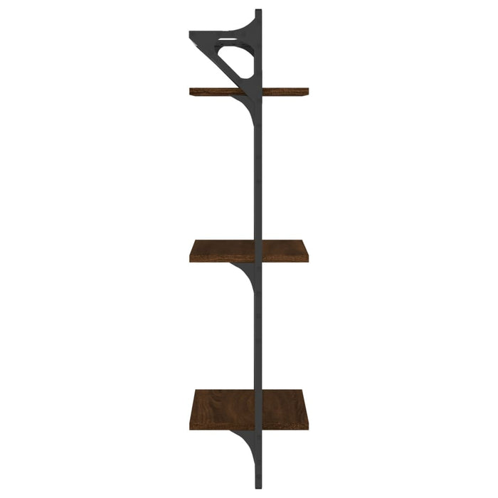 Rafturi perete cu 3 niveluri/bare 2 buc stejar maro 30x25x100cm - WALTI WALTI