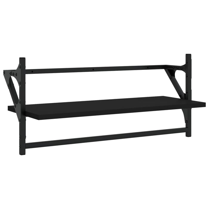 Set rafturi perete cu bare, 4 buc. negru lemn prelucrat WALTI