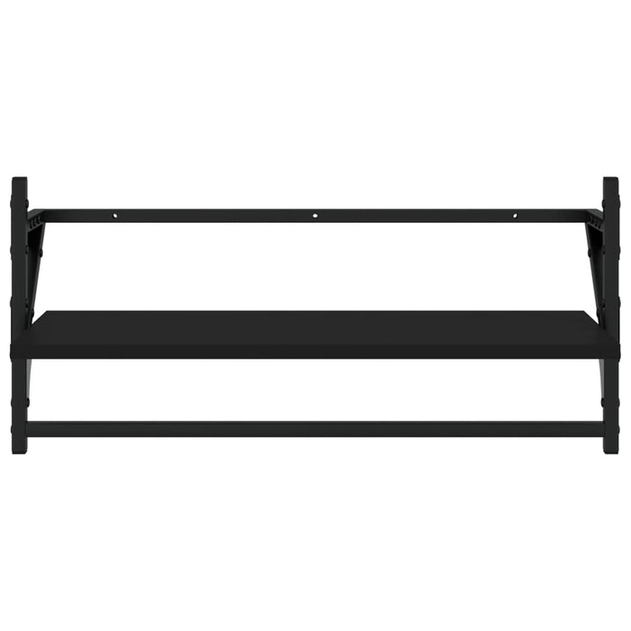 Set rafturi perete cu bare, 4 buc. negru lemn prelucrat WALTI