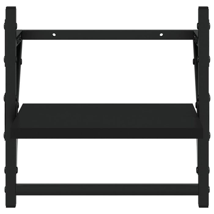 Set rafturi perete cu bare, 4 buc. negru lemn prelucrat WALTI