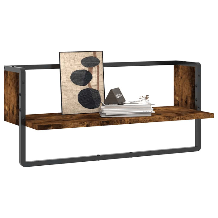 Raft de perete cu bare, stejar fumuriu, 65x25x30 cm - WALTI WALTI