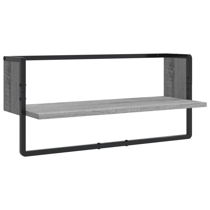 Set rafturi perete cu bare, 4 buc., gri sonoma, lemn prelucrat - WALTI WALTI