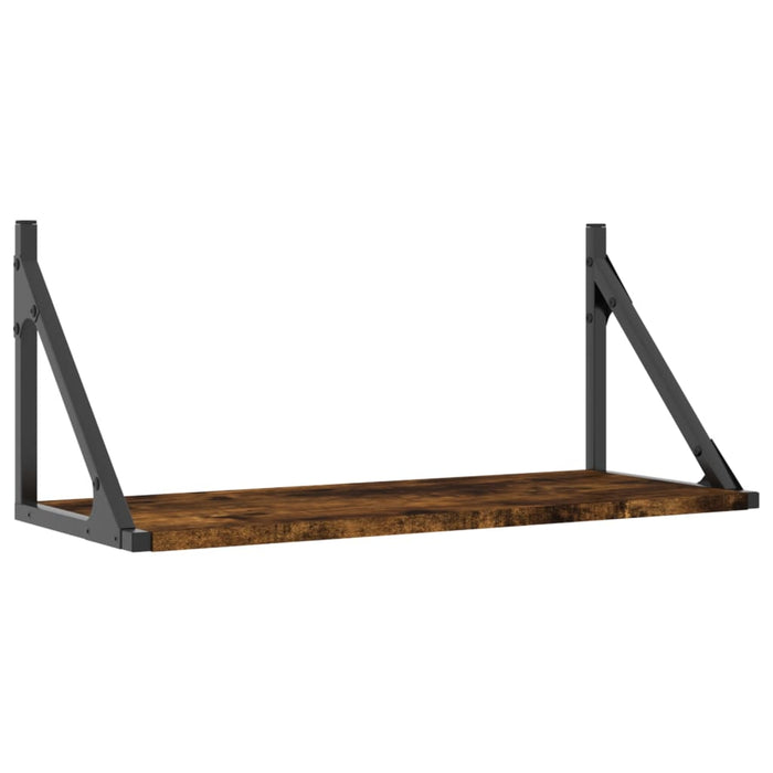 Rafturi de perete, 2 buc., stejar fumuriu, 60x25x25,5 cm, lemn WALTI