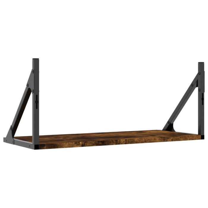 Rafturi de perete, 2 buc., stejar fumuriu, 60x25x25,5 cm, lemn WALTI