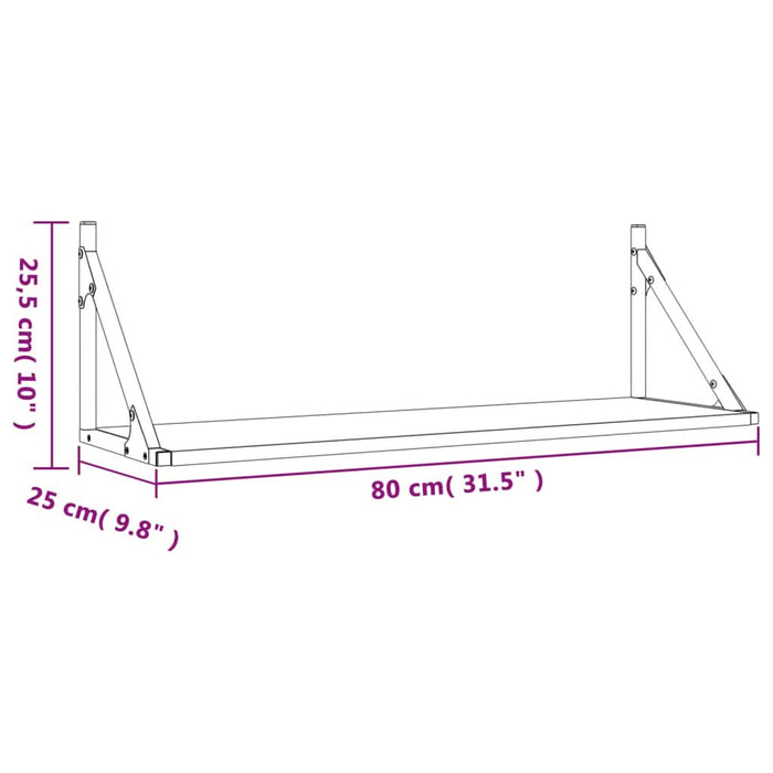 Rafturi de perete 2 buc. Stejar Sonoma 80x25x25,5 cm Lemn stratificat WALTI