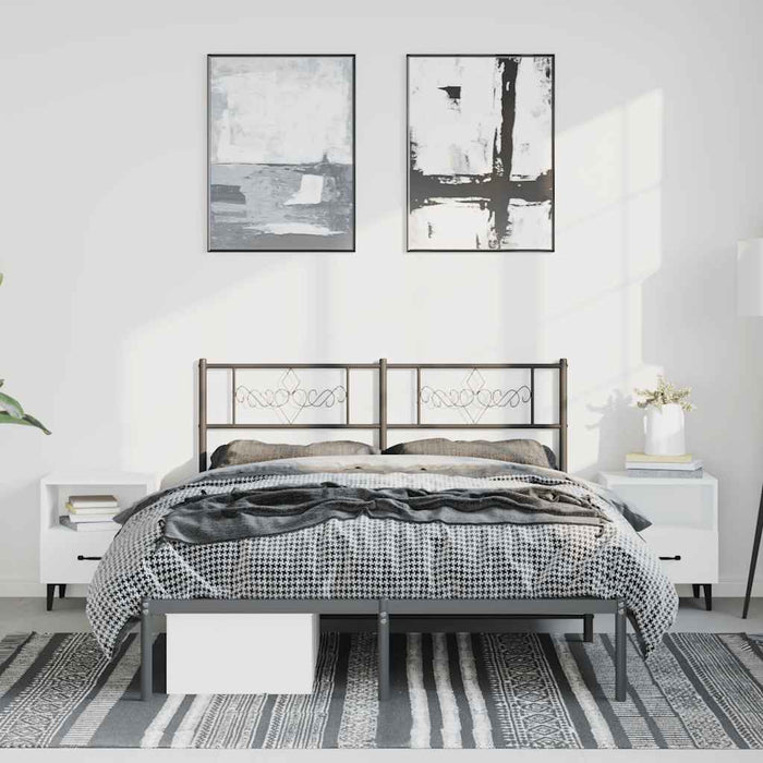 Cadru de pat metalic cu tăblie, negru, 135x190 cm - WALTI WALTI