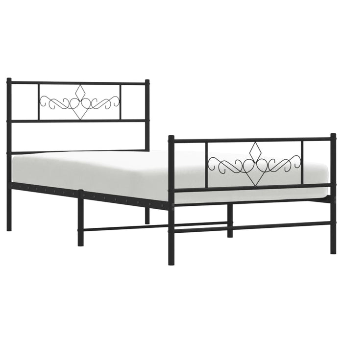 Cadru pat metalic cu tăblii de cap/picioare, negru, 75x190 cm - WALTI WALTI