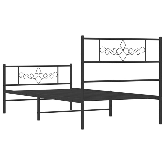 Cadru pat metalic cu tăblii de cap/picioare, negru, 80x200 cm WALTI