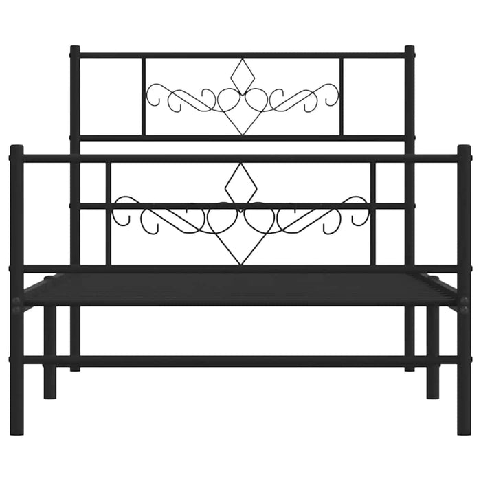 Cadru pat metalic cu tăblii de cap/picioare, negru, 100x190 cm WALTI