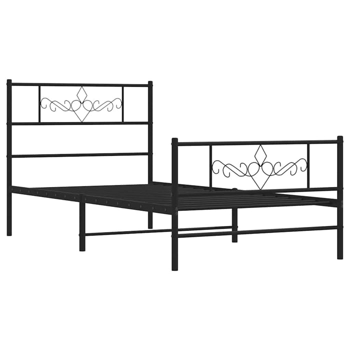 Cadru pat metalic cu tăblii de cap/picioare, negru, 100x200 cm WALTI